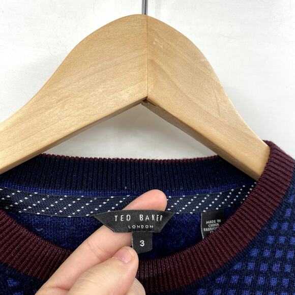 Ted baker Blue patterned wool blend sweater - Picture 3 of 5